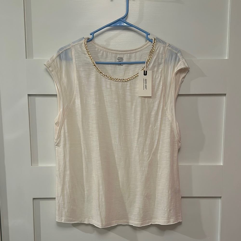 Good Hart cream shirt with gold trim NWT